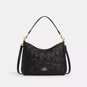 Coach Laurel Black Shoulder Bag signature embossed Gold Hardware CZ178 Crossbody